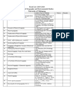 Book List: 2019-2020 Dept. of Geography and Environmental Studies University of Chittagong