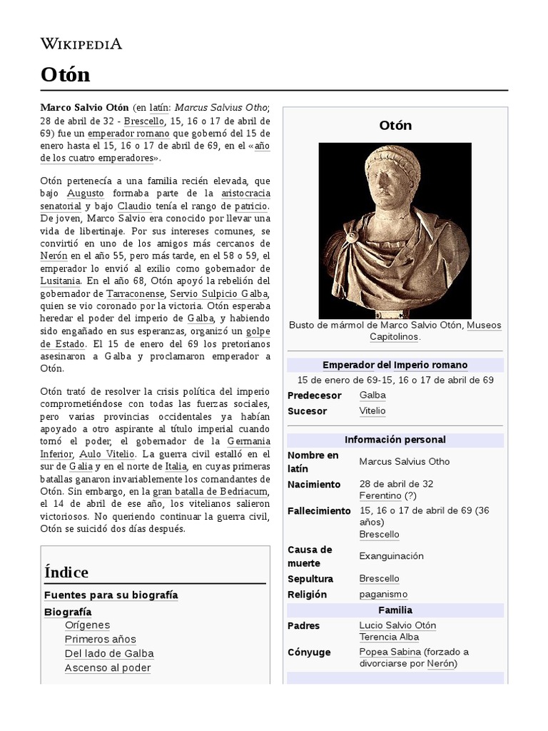 Otón | PDF | Nerón | Civilizaciones clásicas