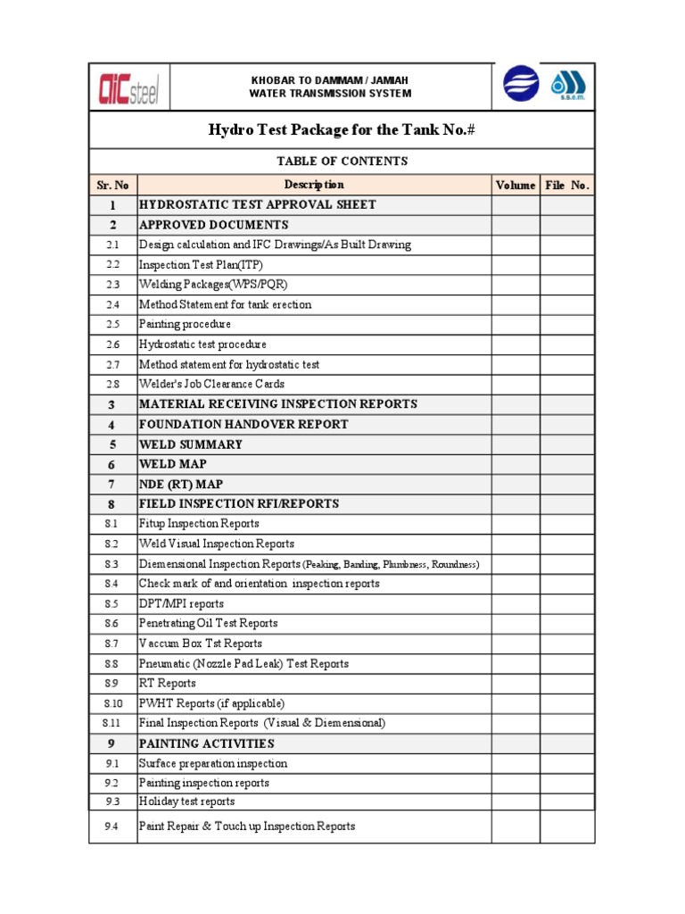 Hydrostatic Test Package Overview | PDF | Technology & Engineering