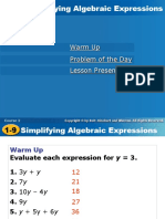 Simplifying Algebraic Expressions From HOLT