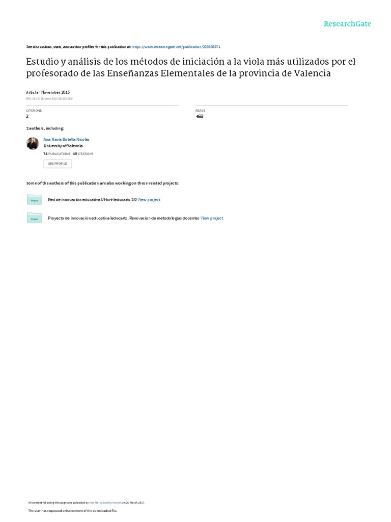 Métodos de Iniciación a la Viola en Valencia | PDF | Aprendizaje | Maestros