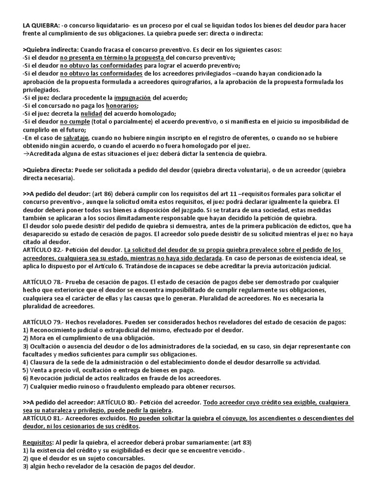 Proceso de Quiebra: Tipos y Requisitos | PDF | Bancarrota | Pagos
