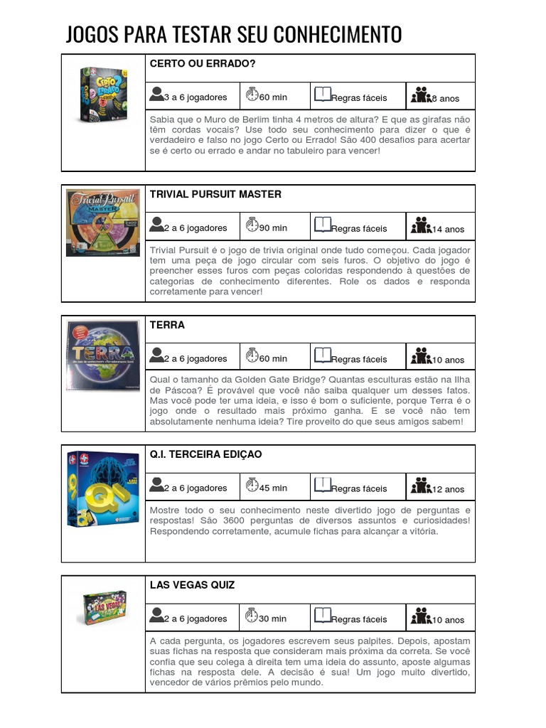 Leis Absurdas do Brasil - LAB - Você sabia que é proibida a comercialização  de livros, revistas e cards do jogo RPG (Role Playing Game) no Município de  Vila Velha? A lei