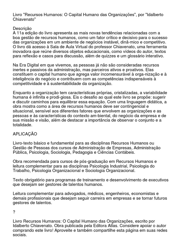 Gestão Estratégica De Pessoas A 11a Edição Do Livro Recursos Humanos