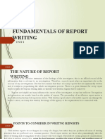 Unit I Fundamentals of Report Writing