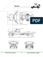 Desenhos técnicos de veículos com dimensões e especificações