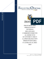 REGISTRO OFICIAL Segundo Suplemento No 599 PYF 2022 Y PCC 2022 2025