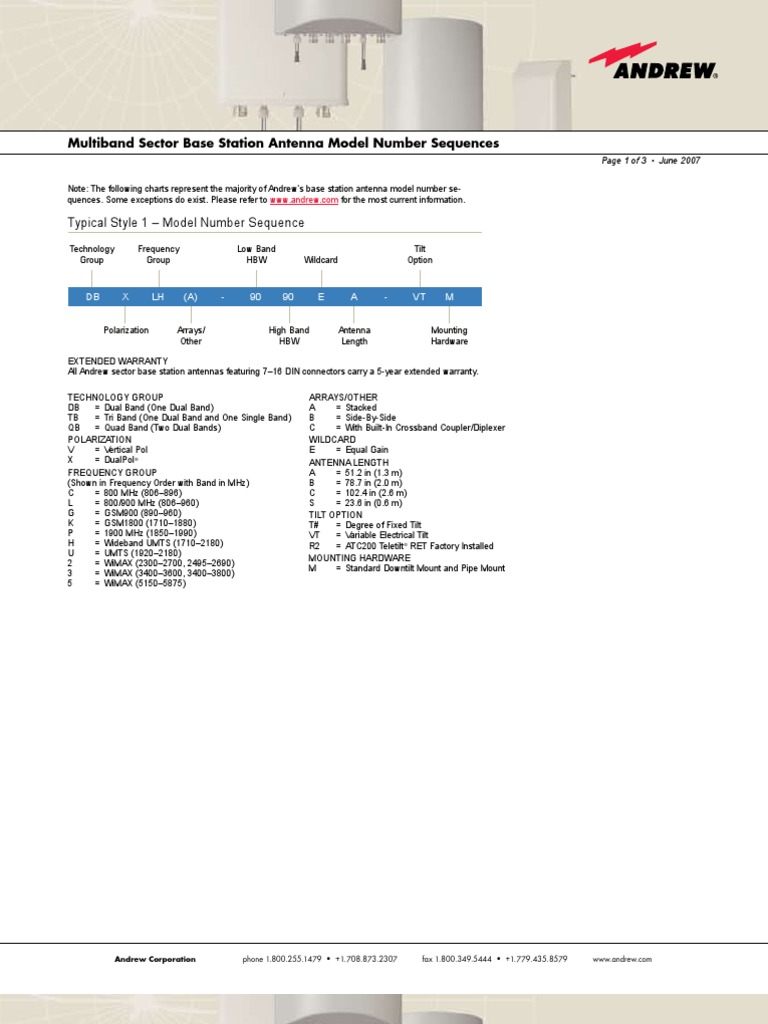 Andrew Antenna Nomenclature Charts PDF Antenna (Radio