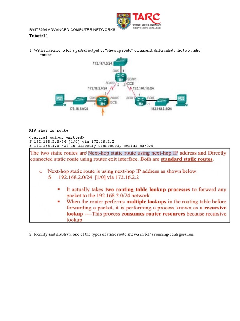Troubleshooting Static Routing Configurations | PDF | Ip Address ...