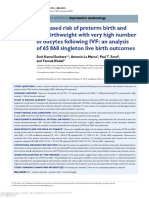 Increased Risk of Preterm Birth and Low Birthweight With Very High Number of Oocytes Following IVF