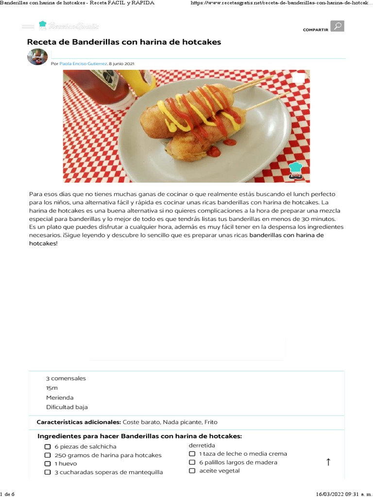 Banderillas Con Harina de Hotcakes | PDF | Salsa | Mayonesa