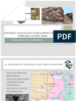Estudio geológico para inyecciones y construcción de represa Tuisuri