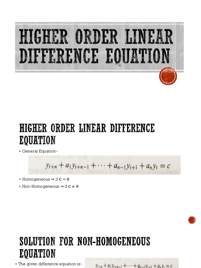 Higher Order Difference Equation | PDF