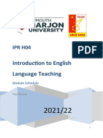 Introduction to English Language Teaching Module Schedule