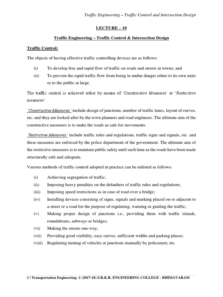 Intersection Design and Safety Measures | PDF | Intersection (Road ...