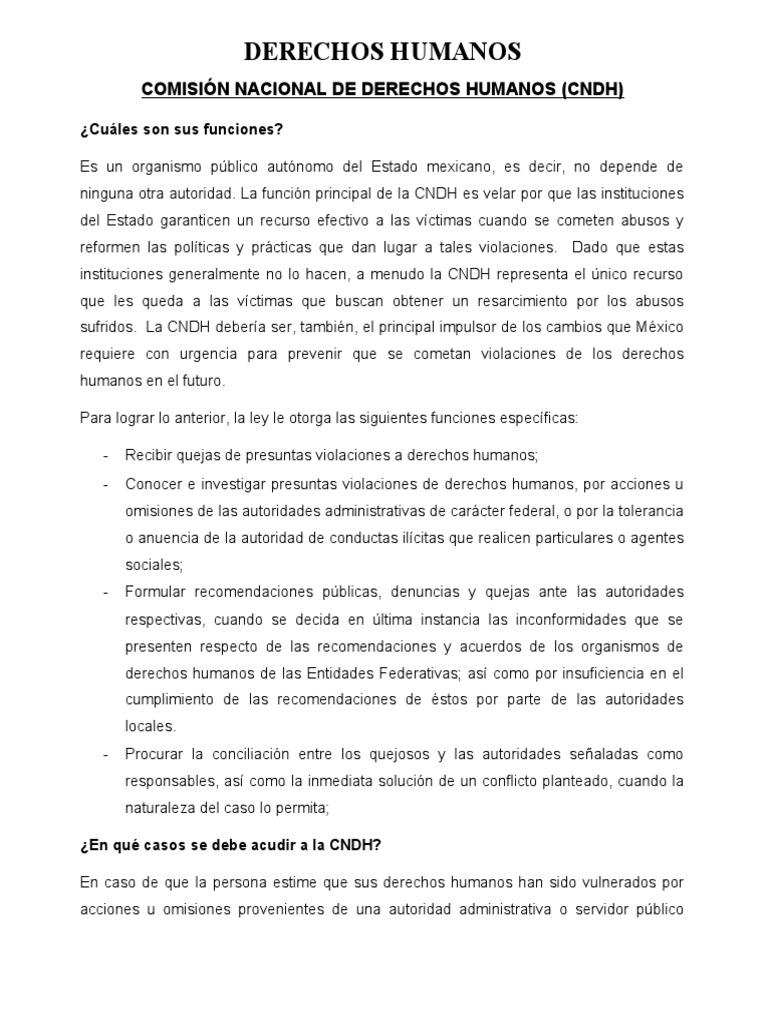 DERECHOS HUMANOS - CNDH y CODHEY | PDF | Justicia | Crimen y violencia