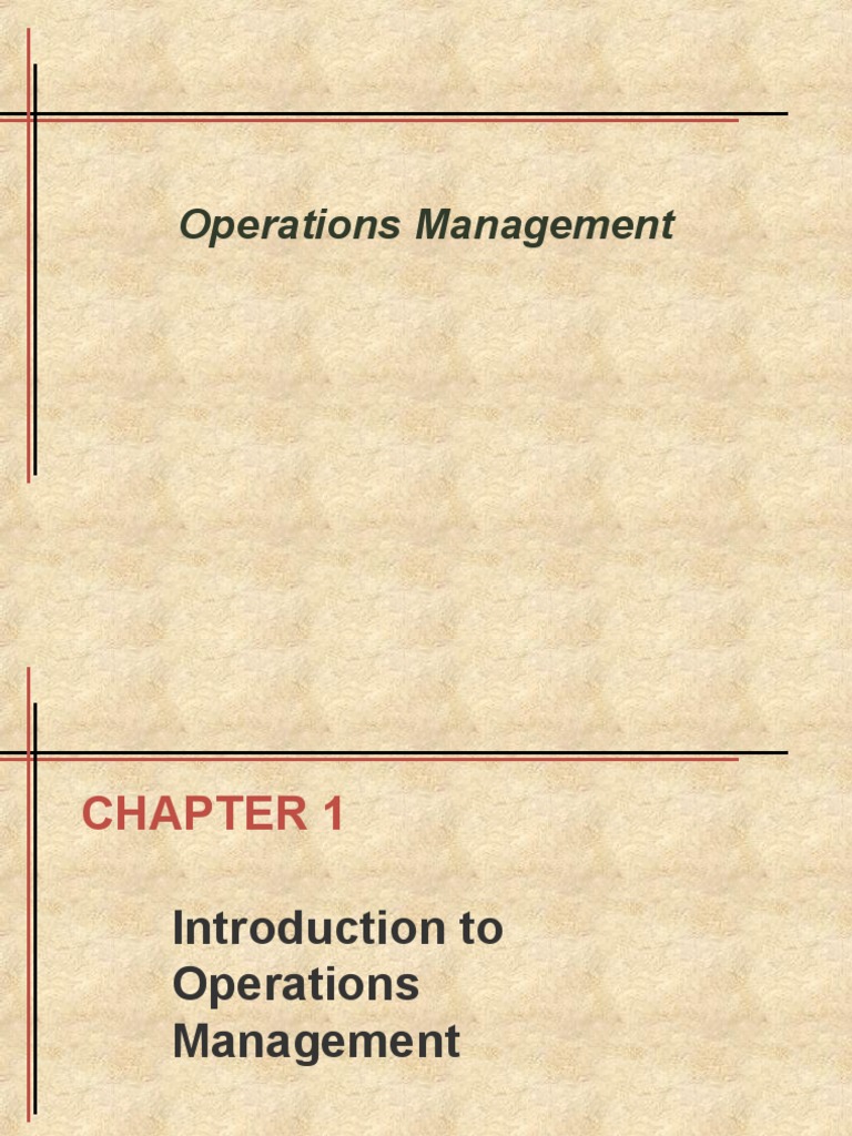 Operations Management Unit I | PDF | Supply Chain | Operations Management