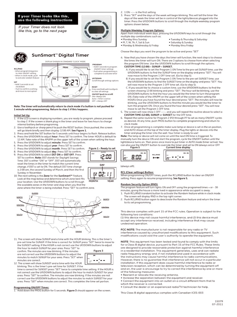 Ge Plugin Digital Timer 15079 Owners Manual PDF Daylight Saving