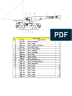 Decal parts list for excavator