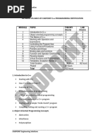 Detailed Syllabus of Cadpoint C++ Programming Certification: Topic Theory (Hours) LAB (Hours)