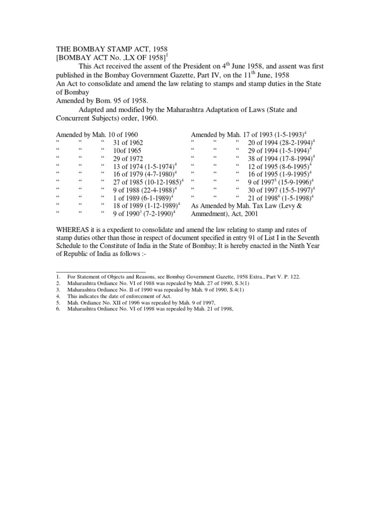 Bombay Stamp Act PDF Property Lease