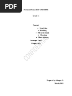 Document Name: ICT UNIT TEST Grade 11: True/False Matching Fill in The Blank Choosing Short Answers