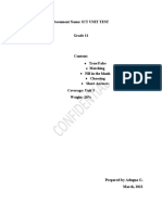 Document Name: ICT UNIT TEST Grade 11: True/False Matching Fill in The Blank Choosing Short Answers