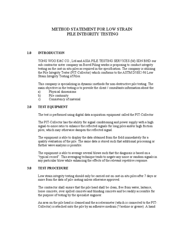 Low Strain Pile Integrity Testing Method | PDF | Deep Foundation ...