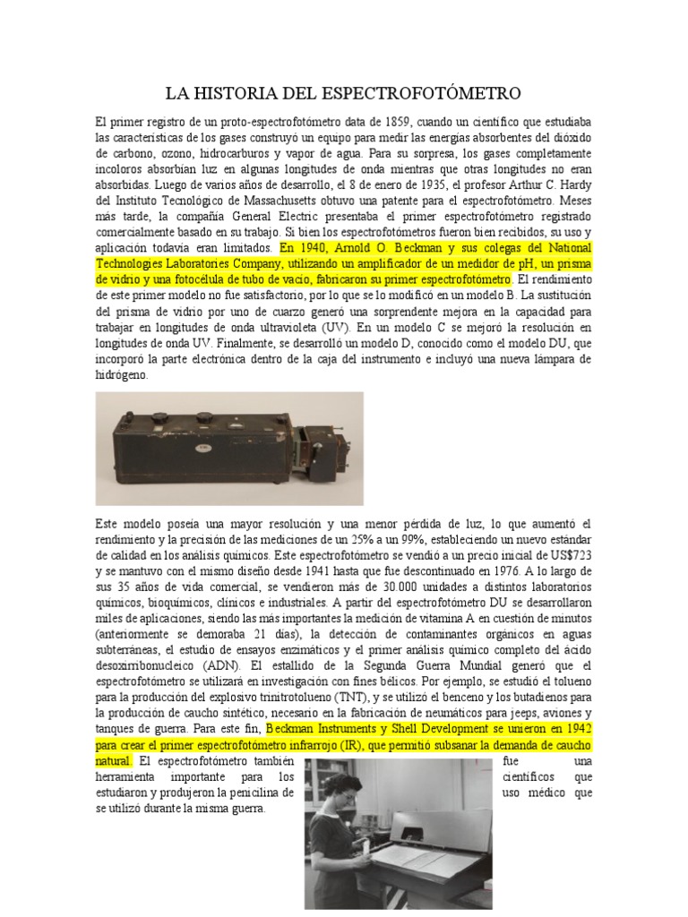 La Historia Del Espectrofotómetro PDF Ultravioleta Ciencias fisicas