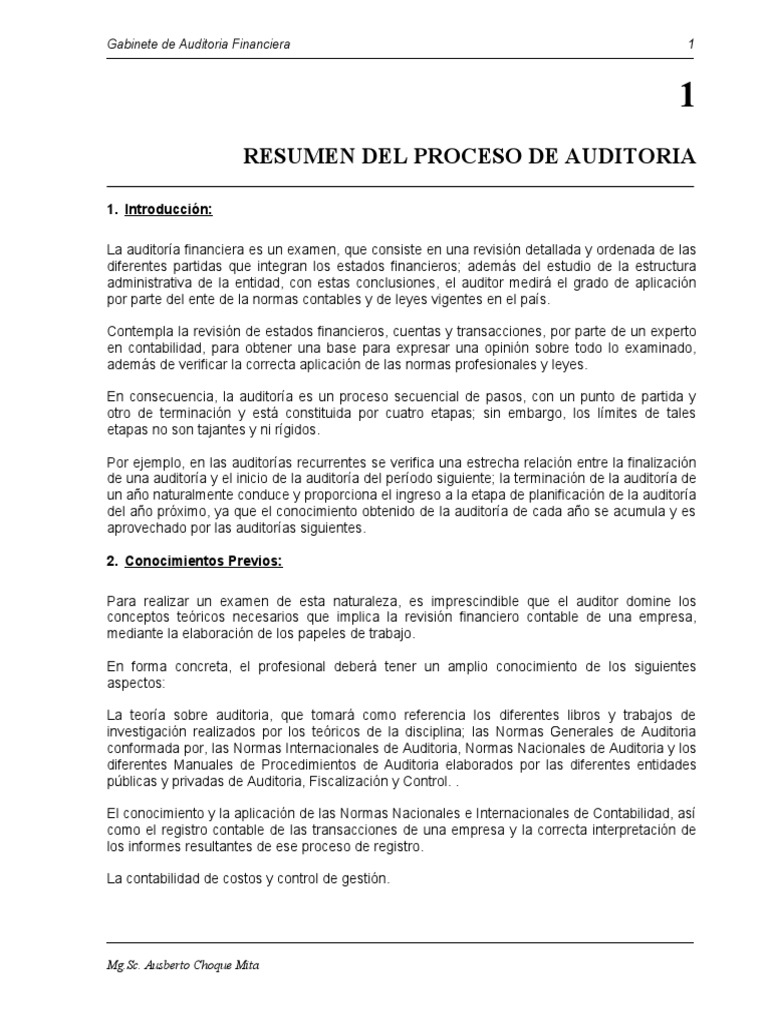 Proceso de Auditoría Financiera Detallado | PDF | Auditoría | Auditoría ...