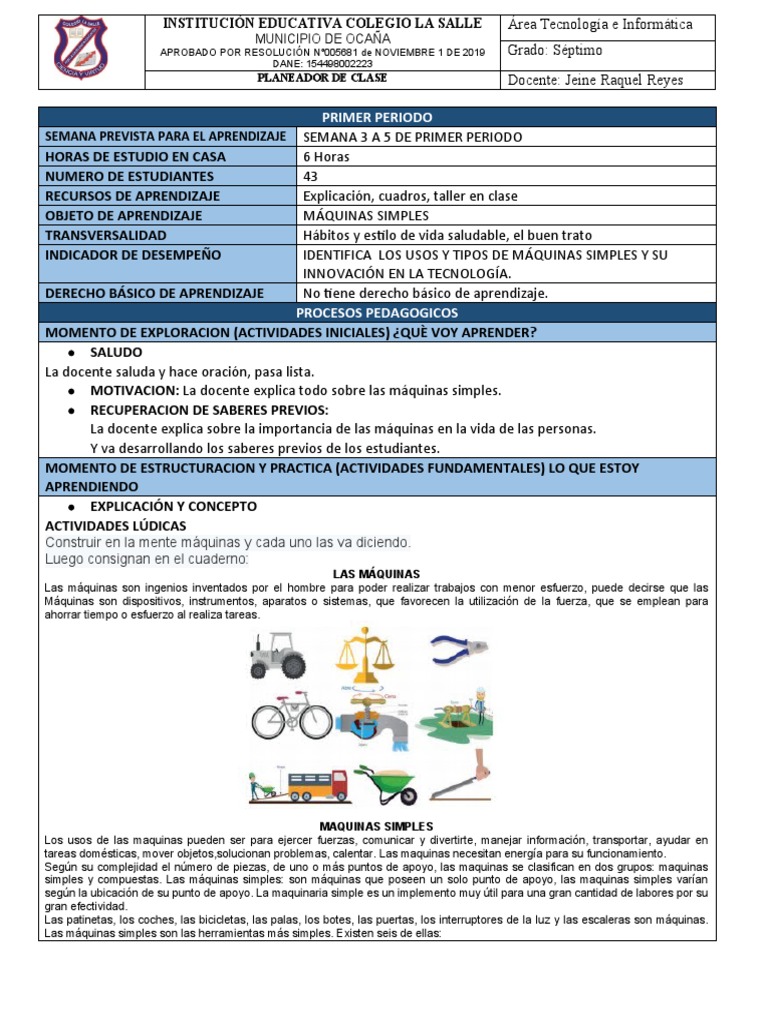 Máquinas Simples Pdf Palanca Tornillo