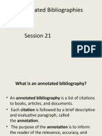 Session 21 Annotated Bibliographies