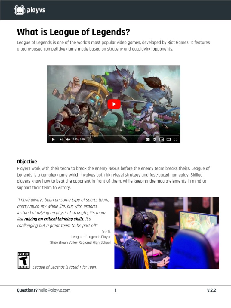 What Is League of Legends?: Objective | PDF