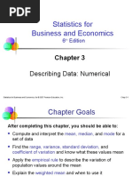 Statistics For Business and Economics: Describing Data: Numerical