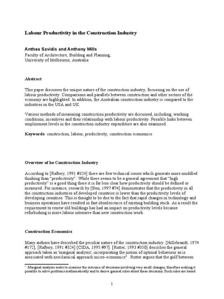 Labour Productivity in The Construction Industry | PDF | Labour ...