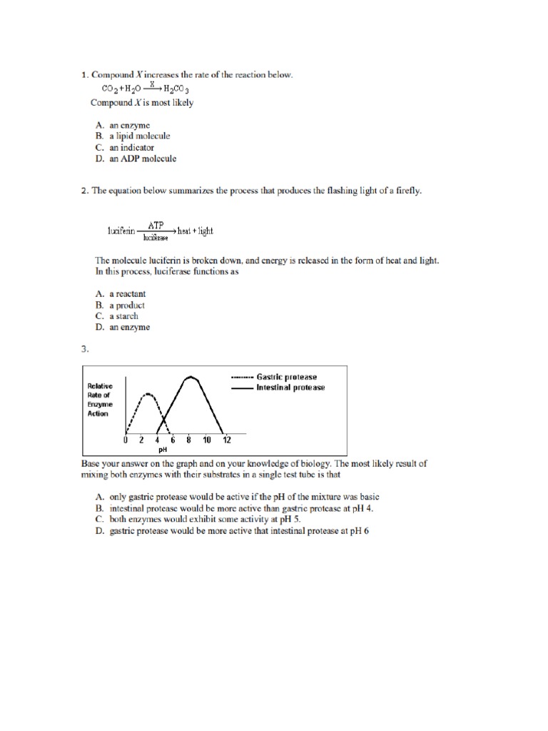 Enzymes MCQ PDF