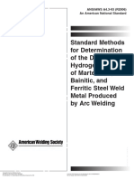 Standard Methods For Determination of The Diffusible Hydrogen Content of Martensitic, Bainitic, and Ferritic Steel Weld Metal Produced by Arc Welding