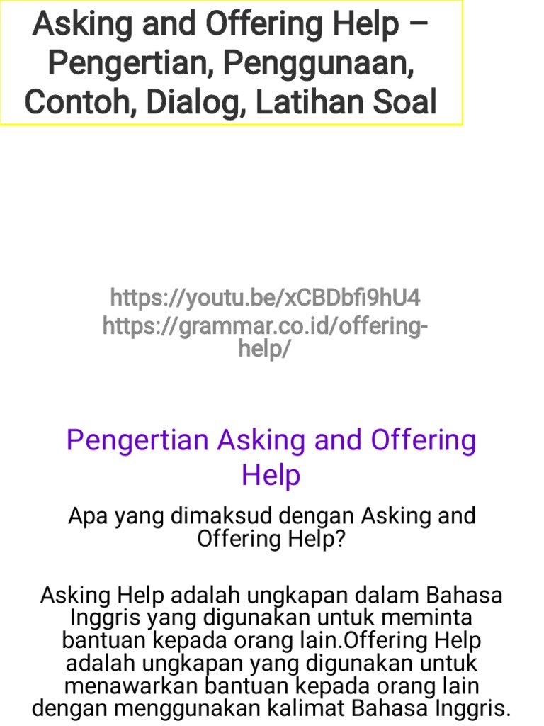 Asking and Offering Help | PDF | Self-Improvement