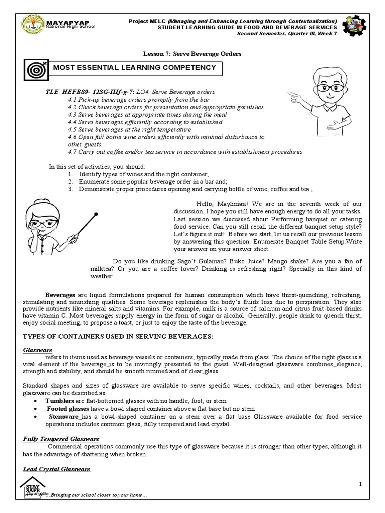 Most Essential Learning Competency Tle Hefbs912SgIiifG7 Lo4
