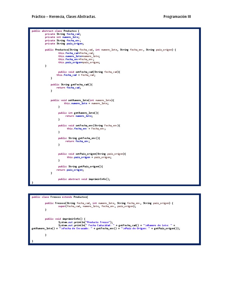 Herencia y Clases Abstractas en Java | PDF | Herencia (Programación ...