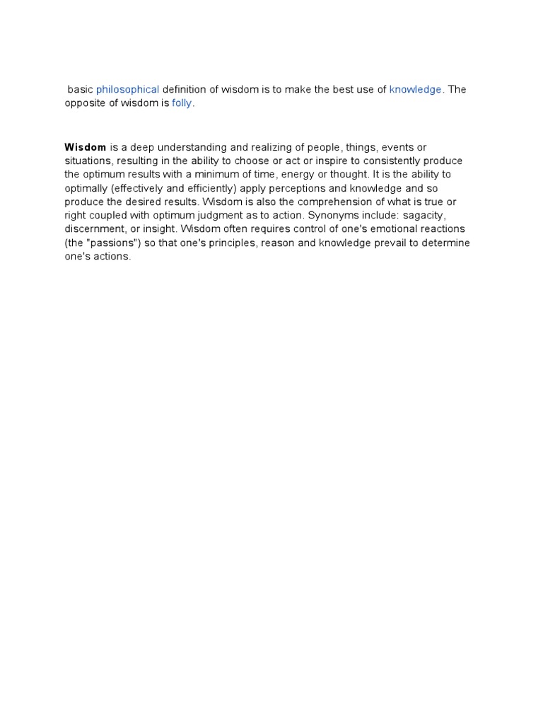 Understanding Wisdom: Definition & Insights | PDF | Science & Mathematics