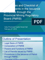 Procedures and Checklist of Requirements in The Issuance of Permits Through The Provincial Mining Regulatory Board (PMRB)