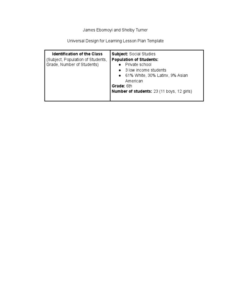 Ebomoyi Turner - Udl Lesson Plan | PDF