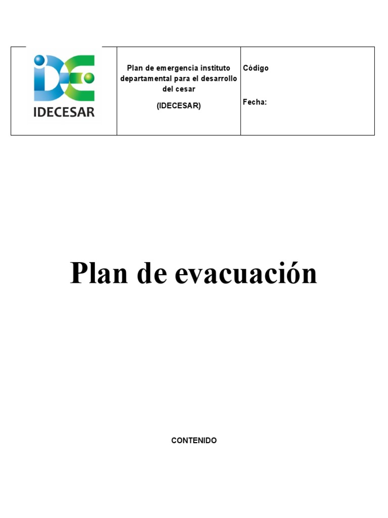 Plan de Emergencia IDECESAR | PDF | Seguridad y salud ocupacional | La ...