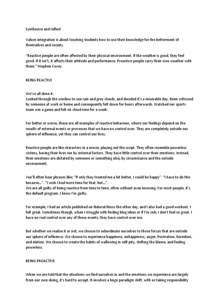 Synthesize and Reflect PDF Psychology Psychological Concepts