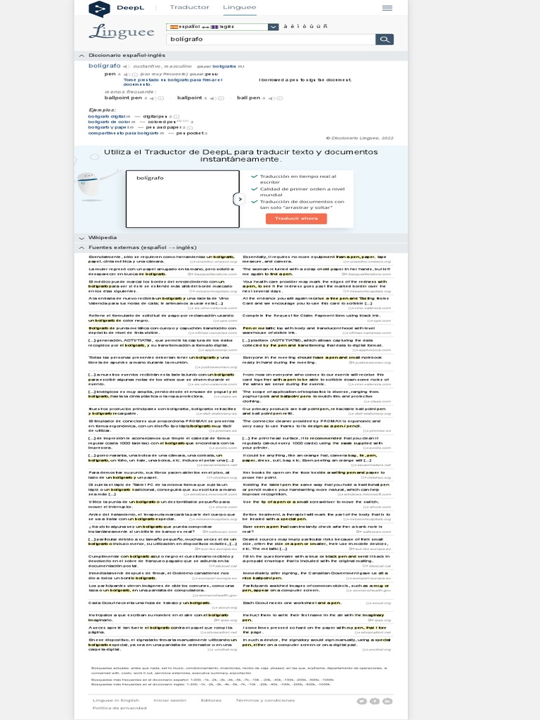 Bolígrafo Traducción Al Inglés Linguee PDF Equipo de oficina