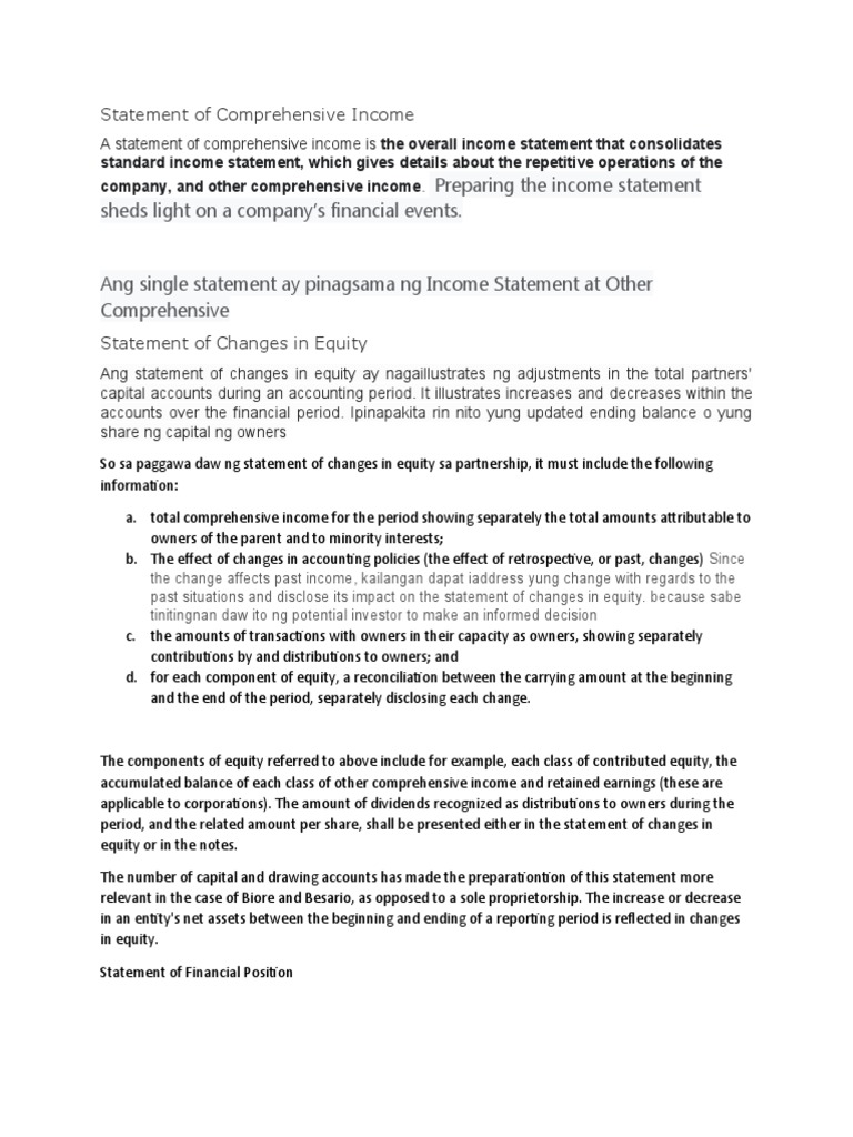 Statement of Changes in Equity Explained | PDF | Balance Sheet | Equity ...