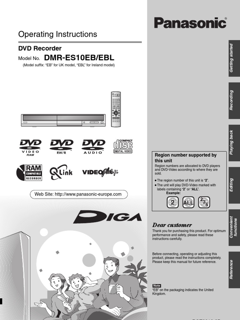 Panasonic DMR-ES10 Manual | PDF | Dvd | Compact Disc