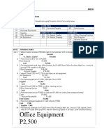 Office Equipment P2,500: Assets Liabilities Revenue Owner'S Equity Expenses