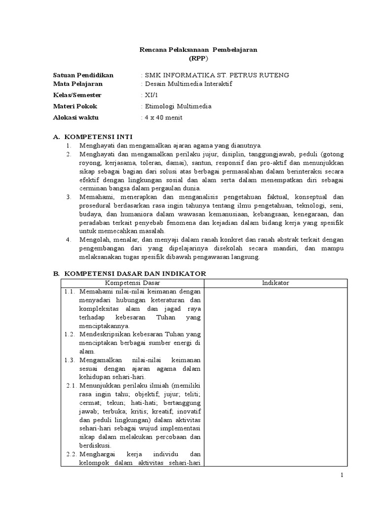 RPP Desain Media Interaktif | PDF